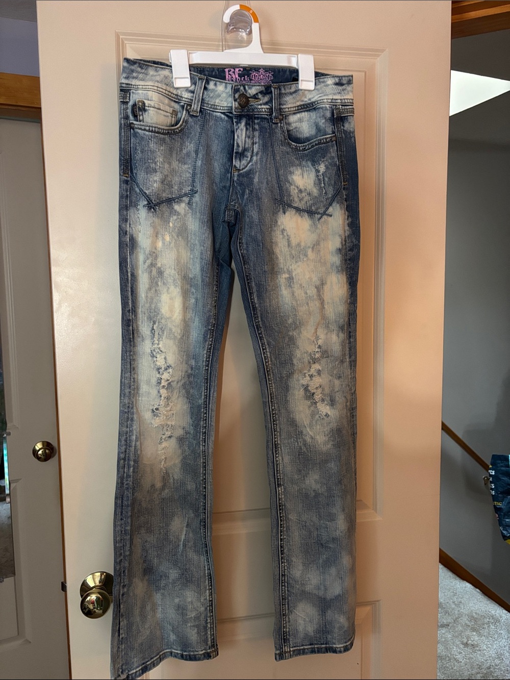 Bleached Light Blue Flared Jeans by R&K Classics